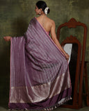 Silver Onion"Colour Pure Katan Silk Tissue Banarasi Handloom Saree