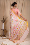 Pastel Peach Linen Silk Saree