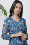 Blue Floral Kurta Palazzo
