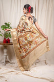 Beige Moonga Silk Saree - Silk Mark Certified