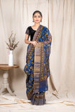 Royal Blue Matka Silk Saree - Silk Mark Certified