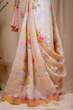 Pastel Peach Linen Silk Saree
