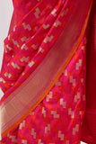 Fuscia Pink Red Handwoven Khadua Katan Silk Drape