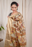 Beige Moonga Silk Saree - Silk Mark Certified
