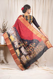 Maroon Moonga Silk Saree - Silk Mark Certified