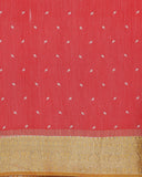 Pichwai Red Chiniya Silk Saree