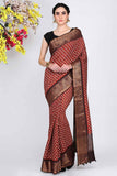 Maroon Moonga Silk Saree - Silk Mark Certified