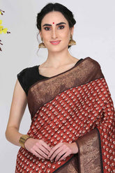 Maroon Moonga Silk Saree - Silk Mark Certified