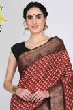Maroon Moonga Silk Saree - Silk Mark Certified