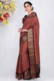 Maroon Moonga Silk Saree - Silk Mark Certified