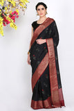 Surreal Black Moonga Silk Saree - Silk Mark Certified