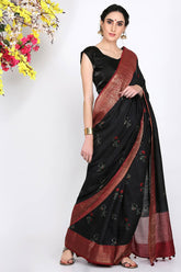 Surreal Black Moonga Silk Saree - Silk Mark Certified