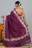 Handwoven Deep Magenta Katan Silk Banarasi Handloom- Silk Mark Certified