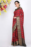 Fiery Red Moonga Silk Saree - Silk Mark Certified