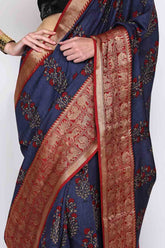 Electric Blue Moonga Silk Saree - Silk Mark Certified