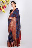 Electric Blue Moonga Silk Saree - Silk Mark Certified