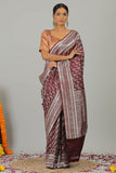 Maroon Pure Gajji Silk Banarasi Handloom Saree- Silk Mark Certified