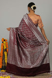 Maroon Pure Gajji Silk Banarasi Handloom Saree- Silk Mark Certified