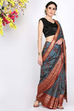 Pastel Grey Moonga Silk Saree - Silk Mark Certified