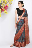Pastel Grey Moonga Silk Saree - Silk Mark Certified