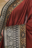Maroon Katan Silk Saree - Silk Mark Certified