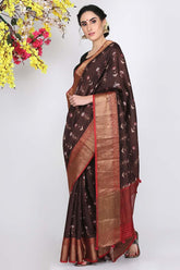 Coffee Brown Moonga Silk Saree - Silk Mark Certified