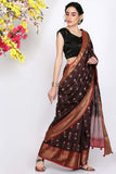 Coffee Brown Moonga Silk Saree - Silk Mark Certified