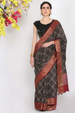 Real Charcoal Grey Moonga Silk Saree - Silk Mark Certified