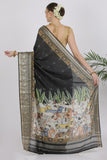 Coal Black Katan Silk Saree - Silk Mark Certified