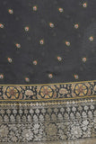 Coal Black Katan Silk Saree - Silk Mark Certified