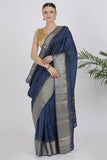 Midnight Blue Katan Silk Saree - Silk Mark Certified