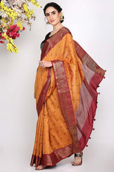 Mustard Ecstasy Moonga Silk Saree - Silk Mark Certified
