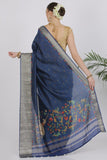 Midnight Blue Katan Silk Saree - Silk Mark Certified