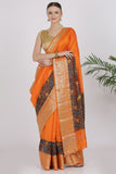 Tangerine Orange Katan Silk Saree - Silk Mark Certified