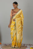 Yellow Pure Katan Silk Banarasi Handloom Saree- Silk Mark Certified