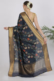 Dark Blue Katan Silk Saree - Silk Mark Certified