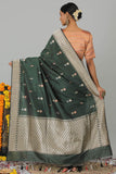 Deep Bottle Green Pure Katan Silk Handloom Saree