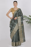 Olive Green Katan Silk Saree - Silk Mark Certified