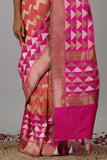 Shade Of Pink Peach Pure Katan Silk Banarasi Handloom Saree- Silk Mark Certified