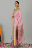 Powder Pink Pure Gajji Silk Banarasi Handloom Saree- Silk Mark Certified