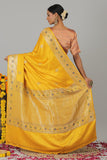Mustard Pure Gajji Silk Banarasi Handloom Saree- Silk Mark Certified