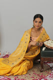 Mustard Pure Gajji Silk Banarasi Handloom Saree- Silk Mark Certified