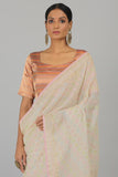 Off White Silk Cotton Banarasi Handloom Saree- Silk Mark Certified