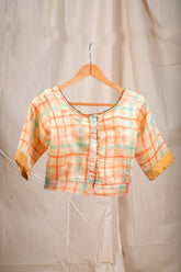 Peach Multi Colour Checks Blouse
