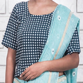 Blue-White Checked Blouse