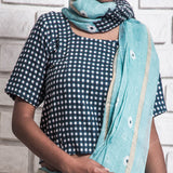 Blue-White Checked Blouse