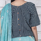 Blue-White Checked Blouse