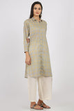 Earthy Grey Yellow Checks Kurta