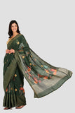 Bottle Green Moonga Silk Saree - Silk Mark Certified