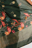 Bottle Green Moonga Silk Saree - Silk Mark Certified